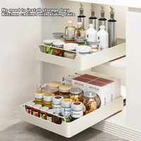 Kitchen Storage Box with Sliding Rail Pull-out Cabinet Storage Rack Spice Pantry Shelves Drawer Kitchen Organizer Basket 2