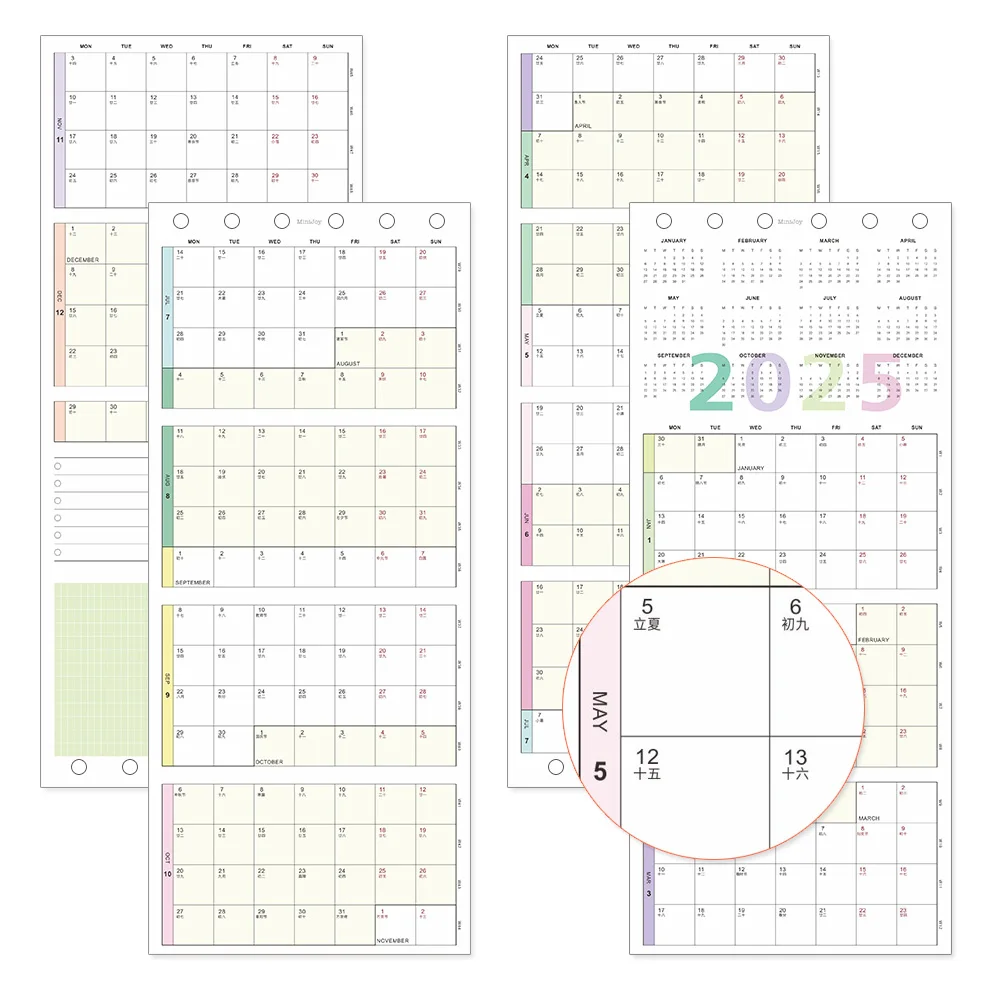 Elegant 6-Hole Loose Leaf Journal Planner - Premium Calendar Accessories & Office Stationery Supplies