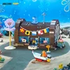 Spongebob building block cartoon Krusty Krab creative restaurant scene model Patrick Star assembly toy children's birthday gift 4