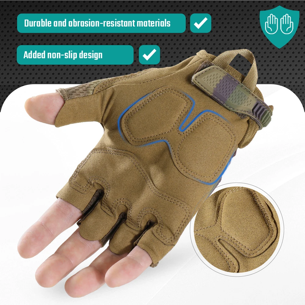Cycling Half Finger Gloves Outdoor Tactical Airsoft Combat Sports Hiking Camping Bicycle Hunting Bike Anti-skid Gear Men Women 4