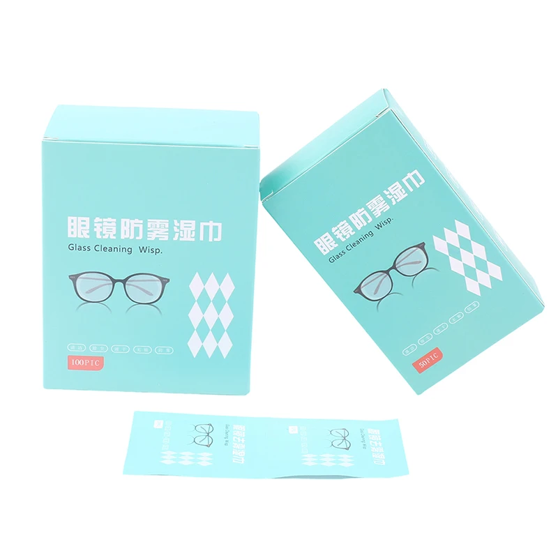 50/100pcs Glasses Cleaner Wet Wipe Anti Fog Misting Dust Remover Cleaning Lens Wipes Sunglasses Phone Screen
