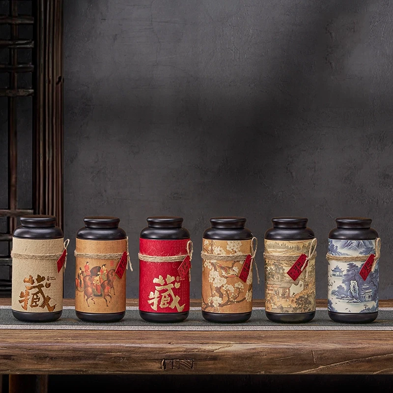Tea Tin Box Tea Canister Airtight Container Chinese Tinplate Tea Storage Jar Small Sealed Portable Storage Jar Tea Container Wrought Iron General Home Decoration