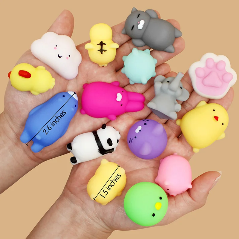 10/50PCS Mini Squishy Toys Mochi Squishies Kawaii Animal Pattern Stress Relief Squeeze Toy For Kids Boys Girls Birthday Gifts
