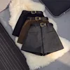 Women's Outerwear Woolen Mini Shorts High Waist Bootcut Pants A- Line Wide Leg Pants Grey Autumn Winter Fashion Slimming
