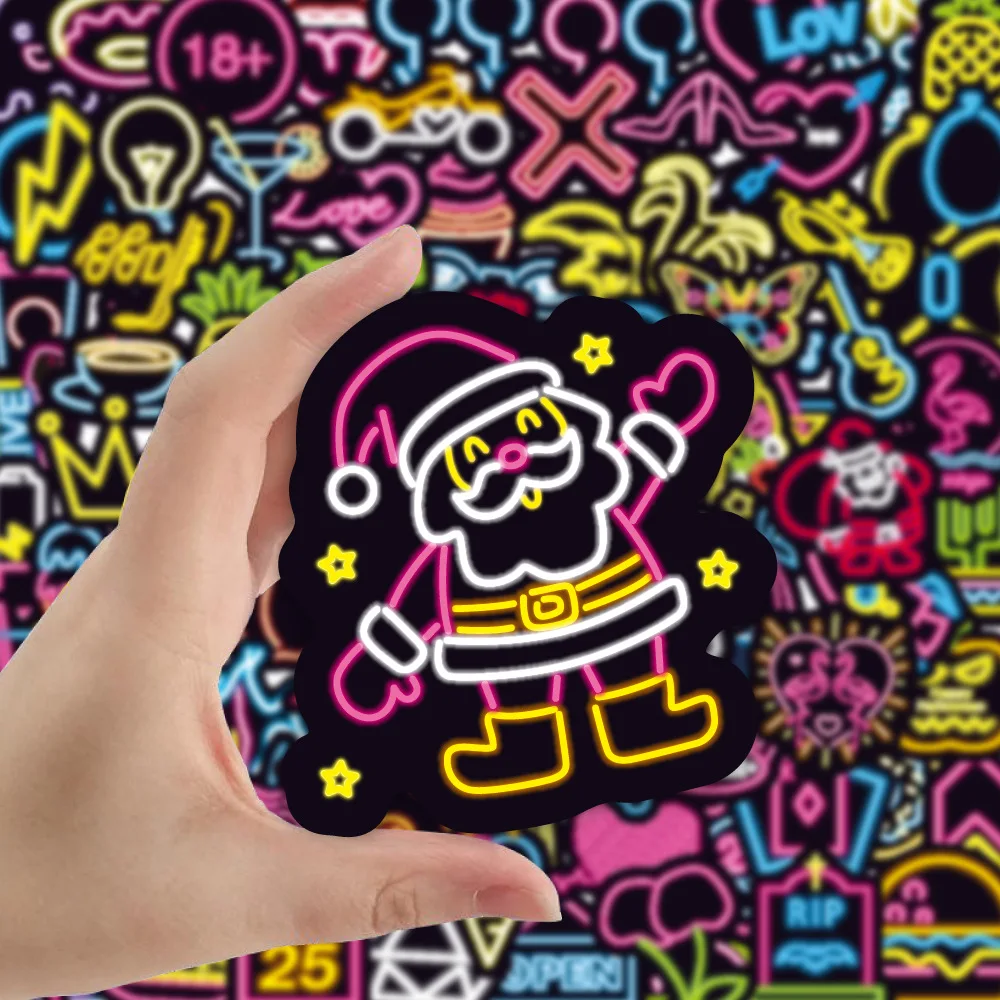 

100Pcs/Pack INS Novelty Neon Lamp Neon LIght Stickers PVC Waterproof Stickers Decals For Kids Boys Girls Toys Gifts