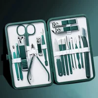 7/18PCS Stainless Steel Nail Clipper Set Grooming Tool Set With Case Manicure Art Beauty Tool Green Nails Cut Portable Household 1