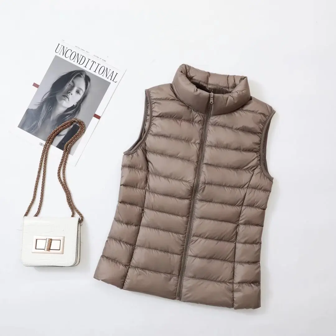 Plus Größe 3xl 4xl Damen Ärmellose Slim Fit Puffer Jacken 2025, Neue Herbst Winter Weibliche Ultra Leichte Packbare Weste Mantel – Detail 4