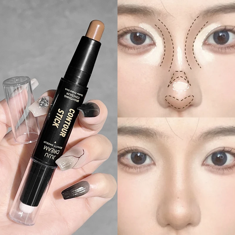 Dual-ended contour stick, facial foundation, concealer,