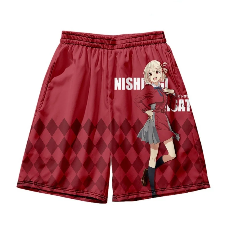 Anime New Series Lycoris Recoil Print Summer Short Classic Printed Gym Shorts Men's Gym Basketball Sports Beach Shorts 2