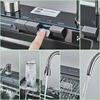 Kitchen Sink with Faucet Digital Display 304 Stainless Steel Large Single Slot Integrated Multifunction Waterfall Rain Sink Set 3