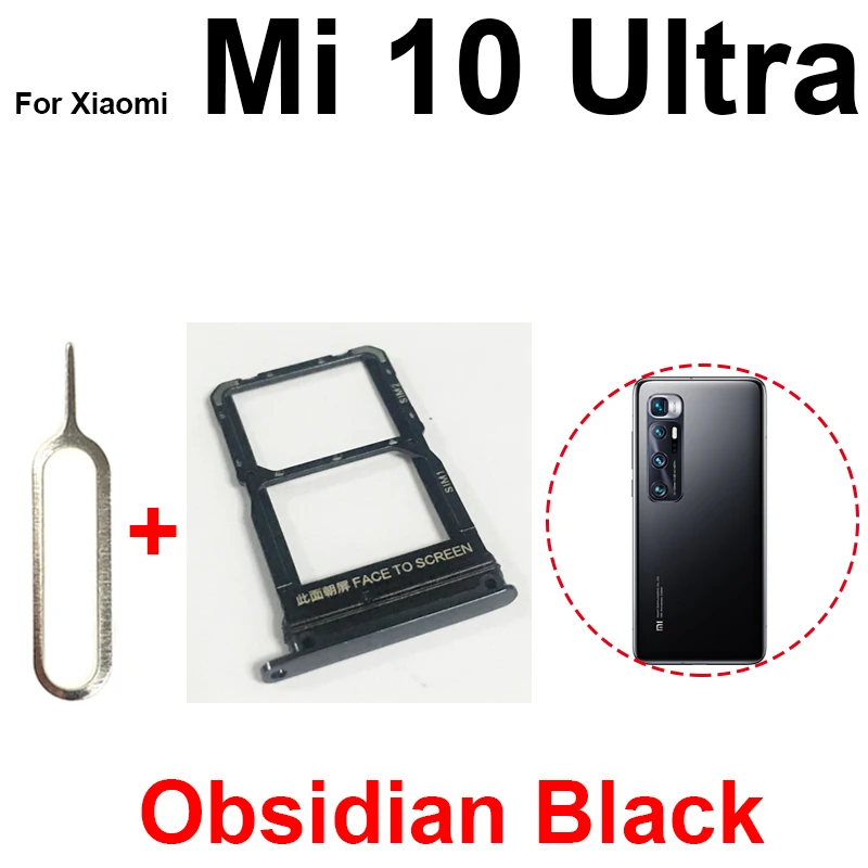 Sim Tray Holder For Xiaomi Mi 10 Mi 10 Pro 10T Lite 10s Mi 10 Ultra SIM Card Tray Slot Adapter Socket Repair Parts + Eject Pin