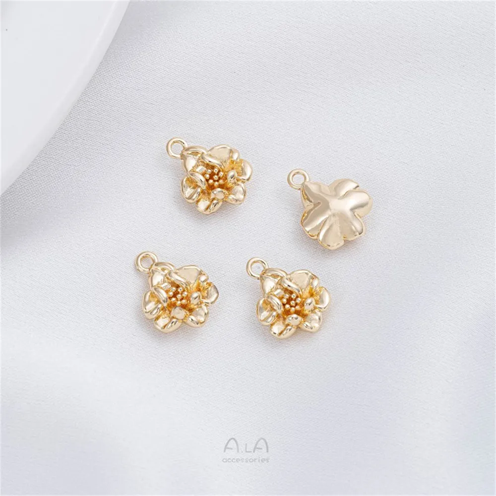14K 골드 꽃 장미 펜던트 꽃 봉오리 꽃 펜던트 Diy 팔찌 귀걸이 펜던트