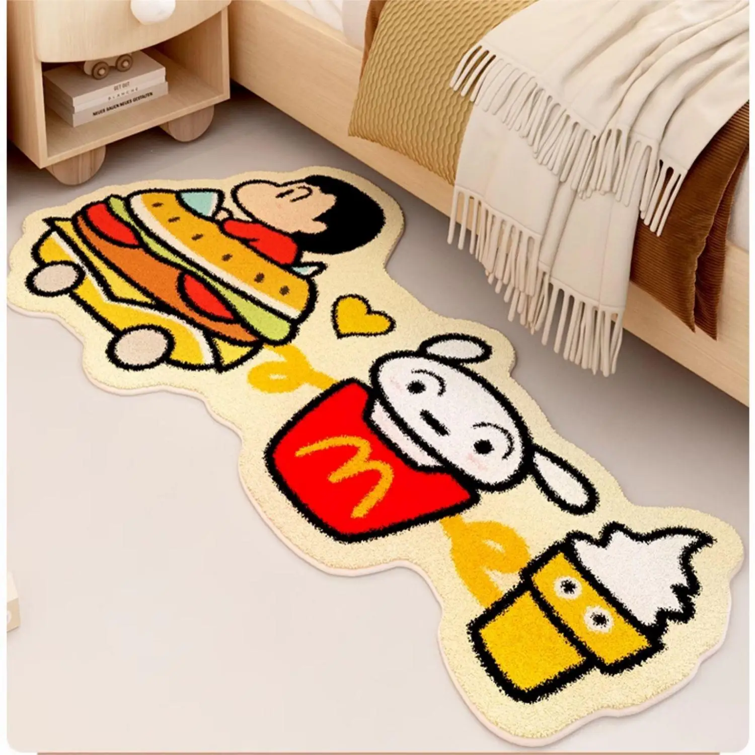 VIKAMA Cartoon Shape Imitation Cashmere Carpet Cute Dog Bed Blanket Living Room Children's Room Winter Plush Bedroom Floor Mat