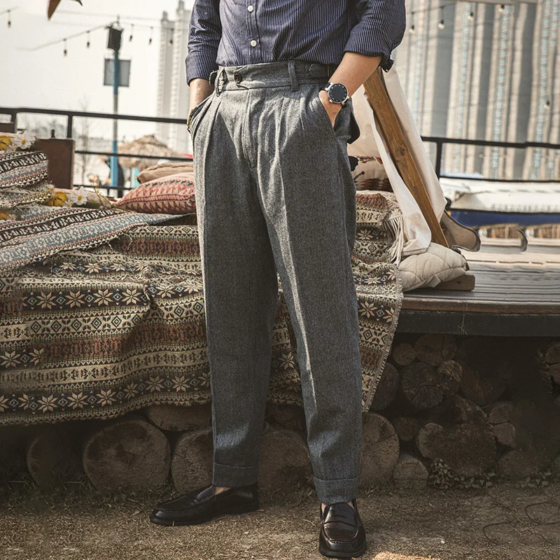 Red Tornado Hbt Pantaloni Gurkha Di Lana Pantaloni Casual Da Uomo Stile Vintage Vestibilità Ampia