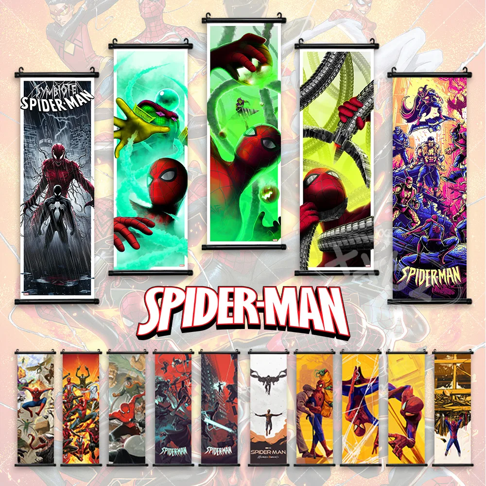 Spider Man Poster Venom Wallpaper Avengers Hanging Painting Black Cat Wall Art Daredevil Scrolls Picture Deadpool Home Decor