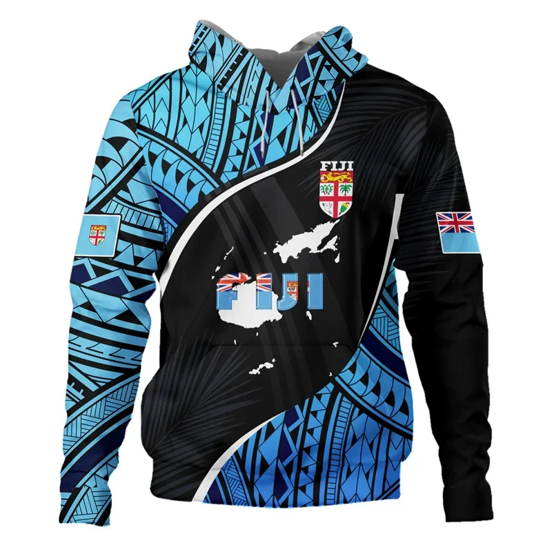 

New 3D Fiji Independence 1970 Tapa Style Polynesian Printing Hoodies For Men Kid Fashion Streetwear Y2K Tops Hooded Sweatshirt