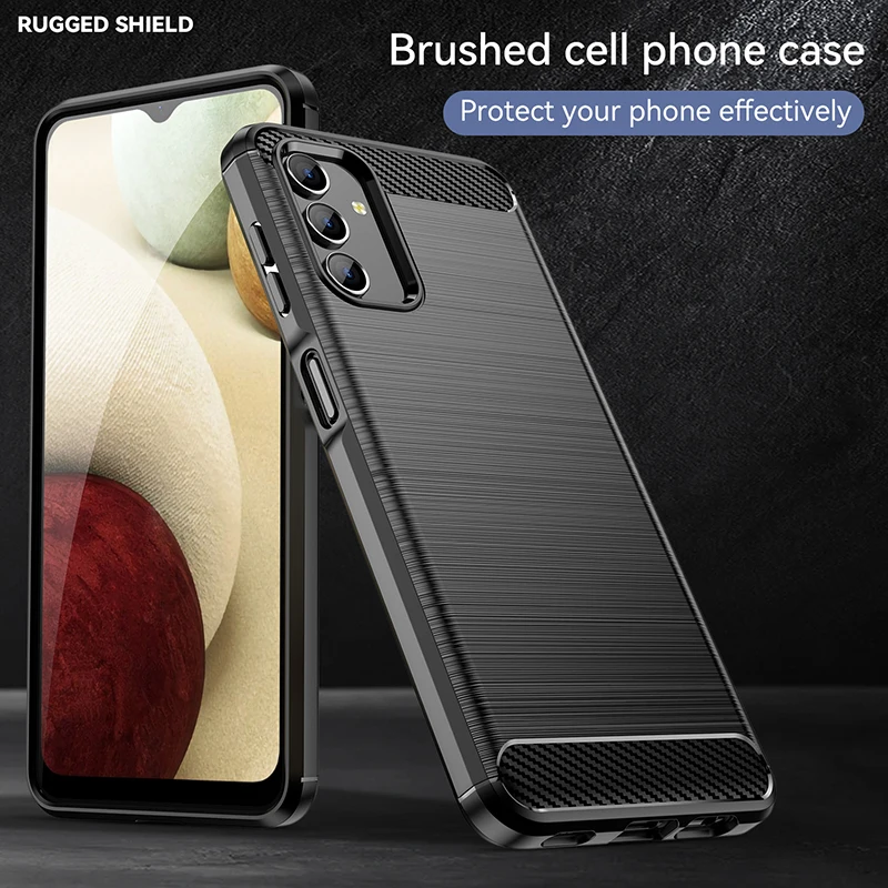 Luxury Matte Carbon Fiber Shockproof Phone Case with Soft Bumper Cover