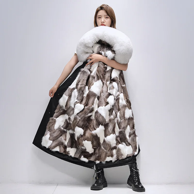 

Parka Fur Coat Female Fox Fur Liner Detachable Medium Long Winter Young Parka