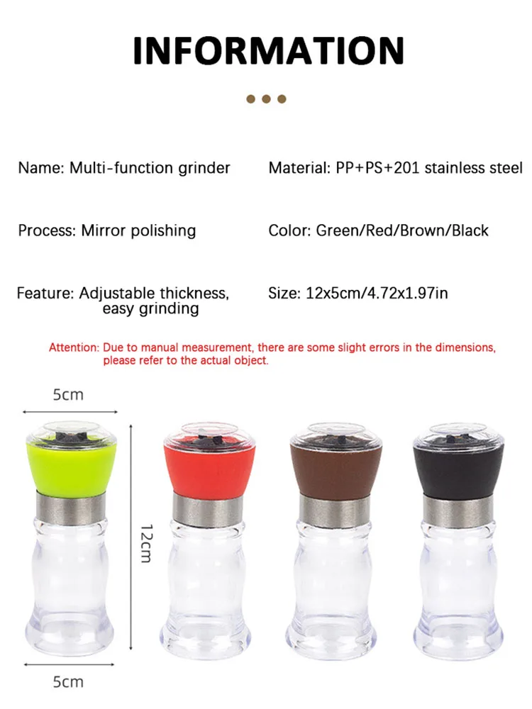 Hot New Handy Manual Mill Pepper And Salt Grinder Seasoning Peper Spice Grain Mills Porcelain Grinding Core Mill Kitchen Tools