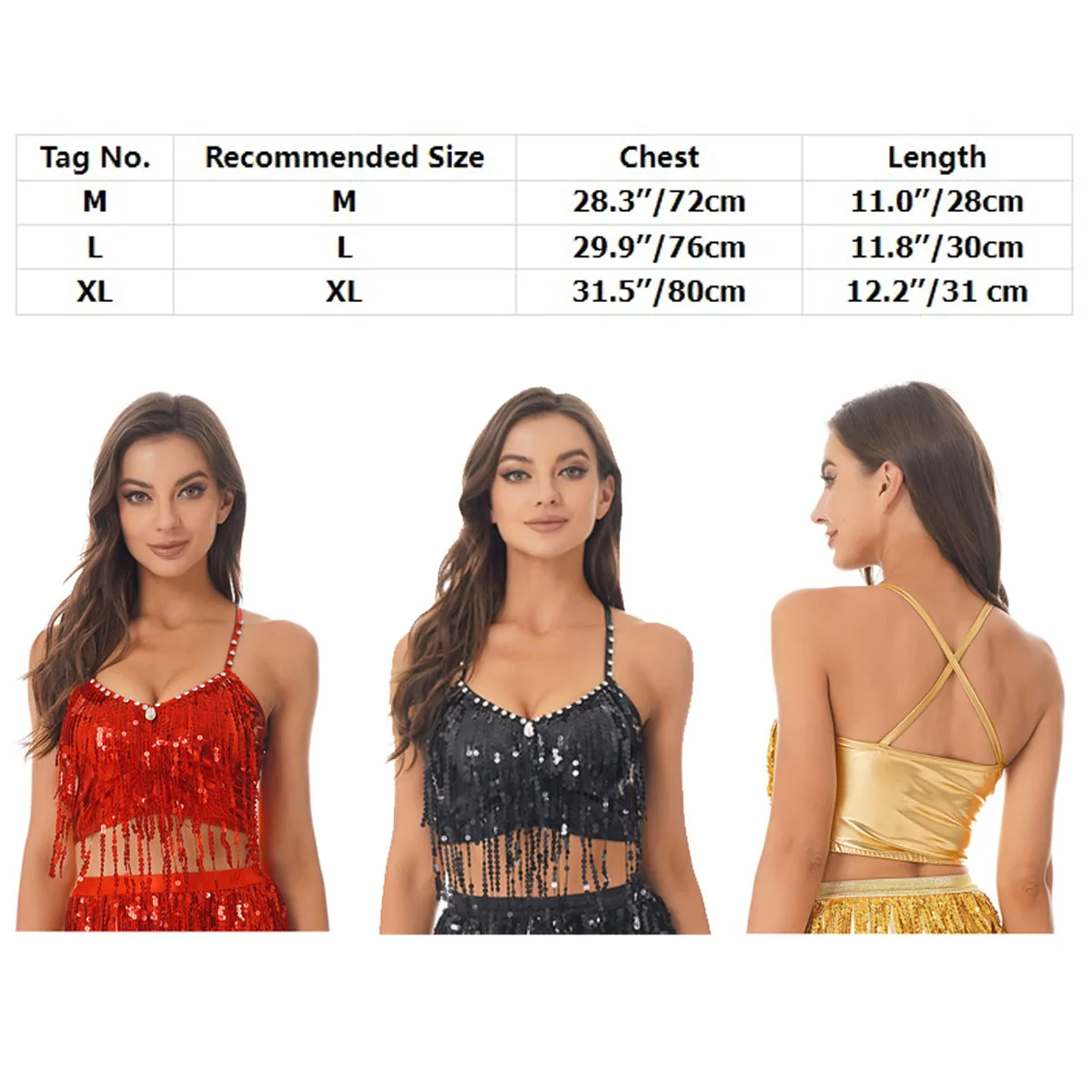 Womens Sequins Tassel Bralette Outfits Crop Top Mini Skirt Latin