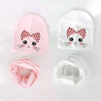 1 Set spring Autumn cartoon animal kitty kitten cat Baby Hat Girl Boy Beanie Cap Children Hat Toddler Kids Hat Scarf Collars 1