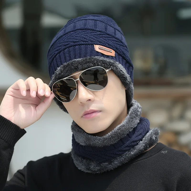 Neck Warmer Knitted Ski Bibs Hat Winter Snow Sport Snowmobile Men Ladies Beanie Skullies Beanies Thicken Plus Velvet Scarf Mask