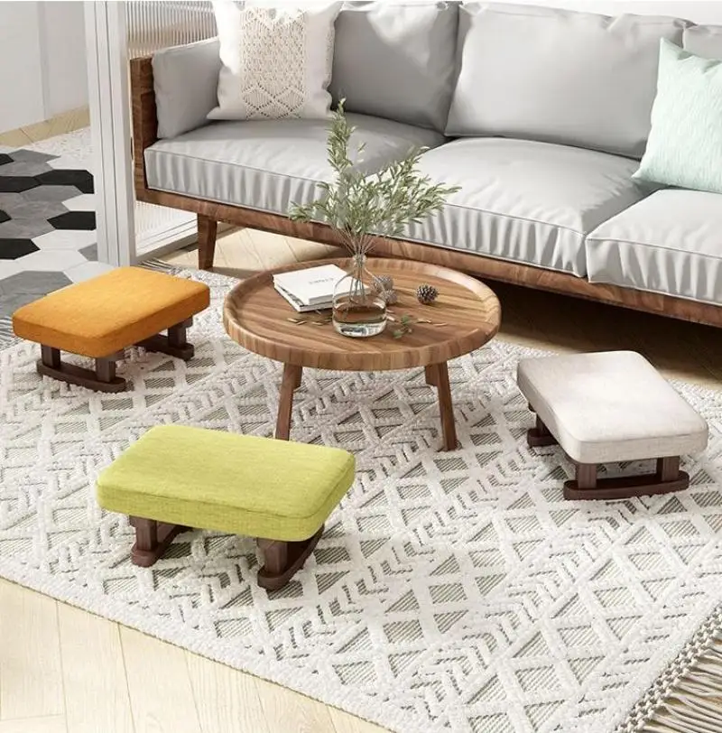 

Low Stool Household Creative Small Stool Solid Wood Cloth Stool Living Room Simple Sofa Footstool Adult Bench for Shoe Stool
