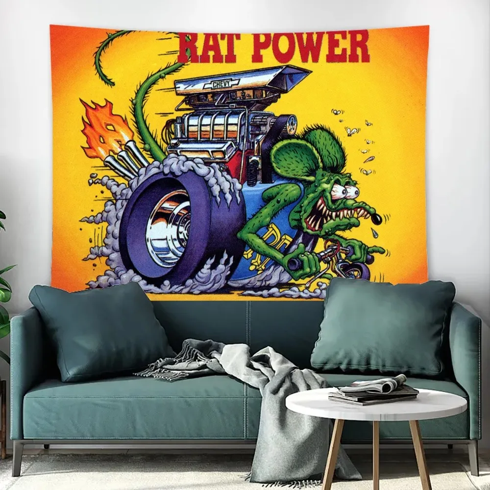 

Rat Fink Fashion Tapestry Wall Hanging Tapestry Art Deco Blanket Curtain Hanging at Home Bedroom Living Room Decor