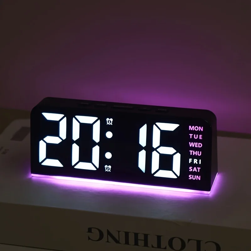 Nouveau réveil numérique LED, horloge de Table de bureau, veilleuse avec affichage de la température et du temps, rétro-éclairage, horloge Snooze, décor moderne 1
