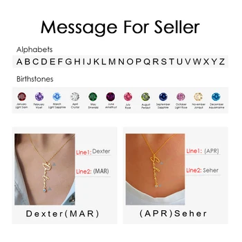 SUNIBI Long Name Custom Charm Necklace Birthstone Pendant Women's Handmade Custom Stainless Steel Jewelry Non Fade 3