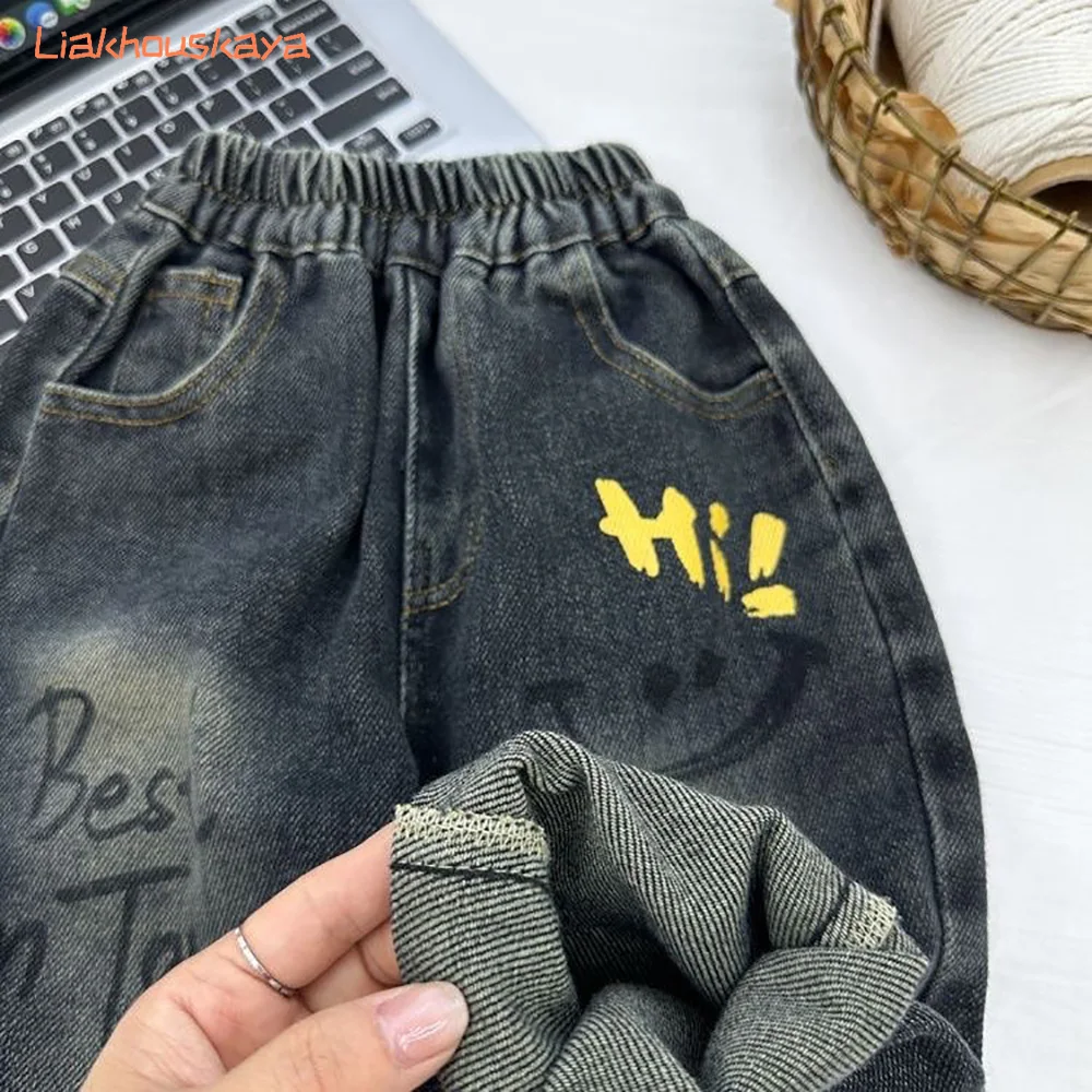 한국 소년 그라디언트 컬러 청바지 봄 가을 새로운 패션  캐주얼 데님 바지 2-8 년 동안 다재다능한 유행 어린이 청바지