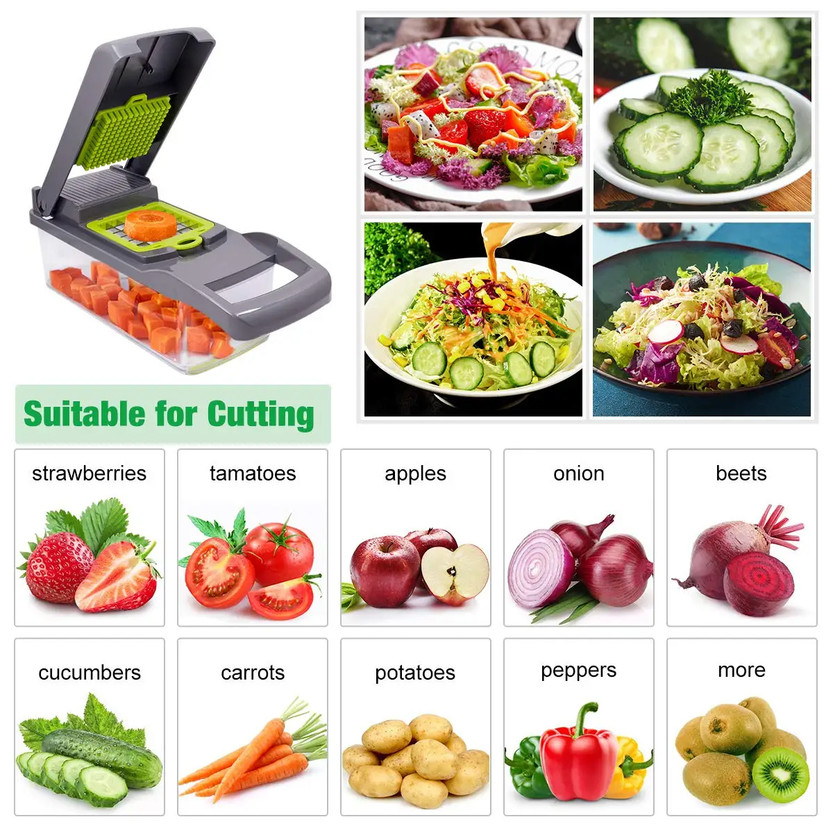 8-in-1 Multi-Functional Vegetable Cutter - Household Potato Slicer and Radish Grater - Image 2