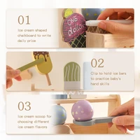 Wooden Ice Cream Toys Pretend Play Simulation Montessori Ice-cream Cone Kitchen Food Toys Preschool Educational for Kids Gifts 2