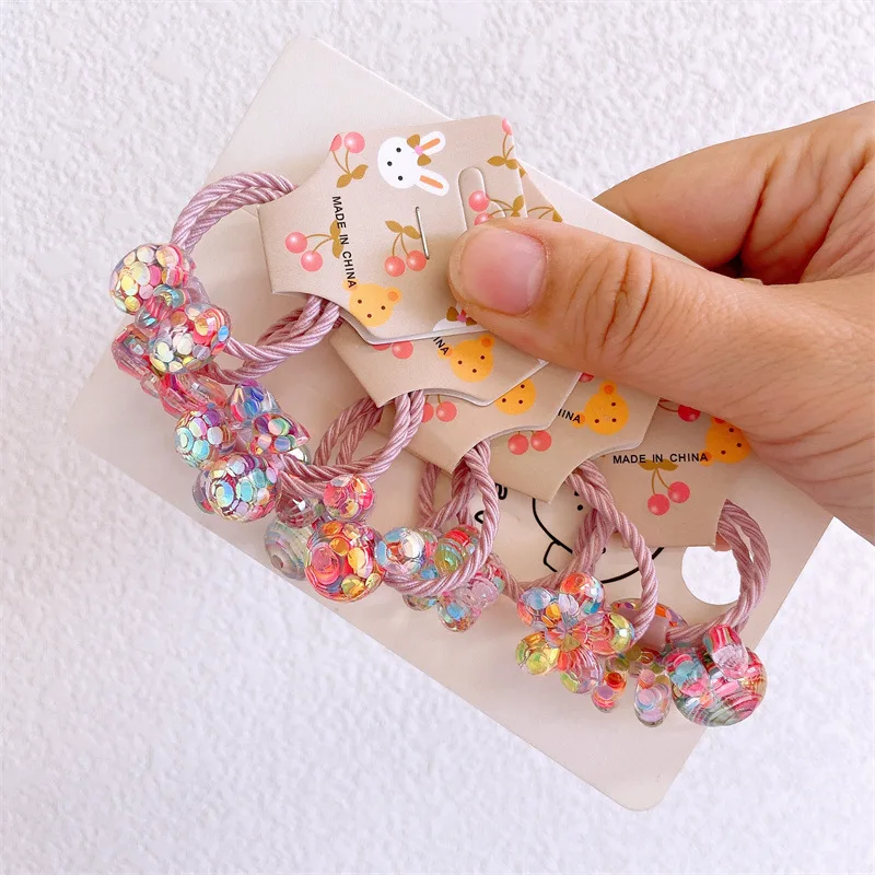 1 Satz Frühlings farbe niedliche elastische Haar bänder für Kinder Blumen haargummi mädchen Cartoon Hase Haar Gummiband Baby Haarschmuck – Detail 5