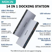 MOKiN USB C Docking Station 4K 60Hz HDMI DP USB 3.0 100WPD USB-C 10Gbps Triple Display 3 Monitors for Windows MacBook Surface 2