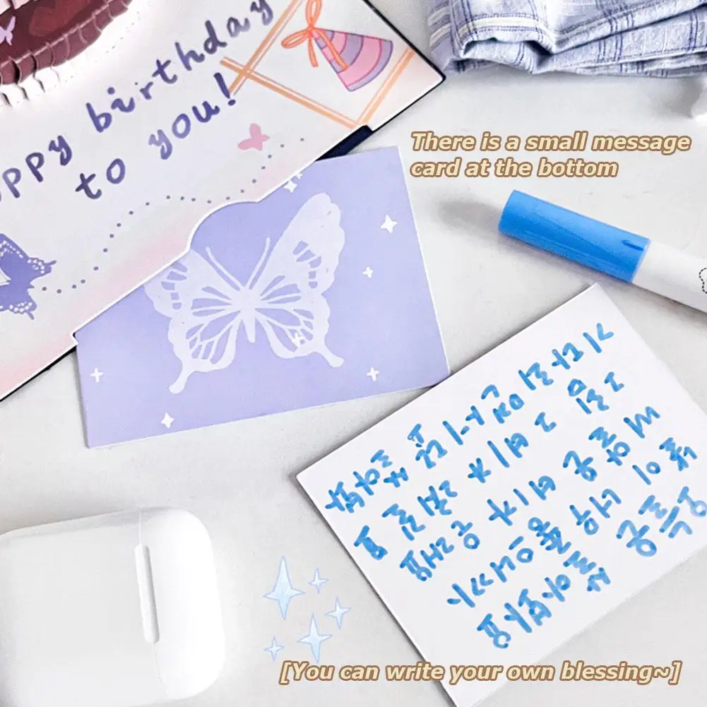 3D Music Light Birthday Card Creative Pop Up Cake Musical Light Greeting Card Birthday Party Gift Message Envelope For All greeting cards