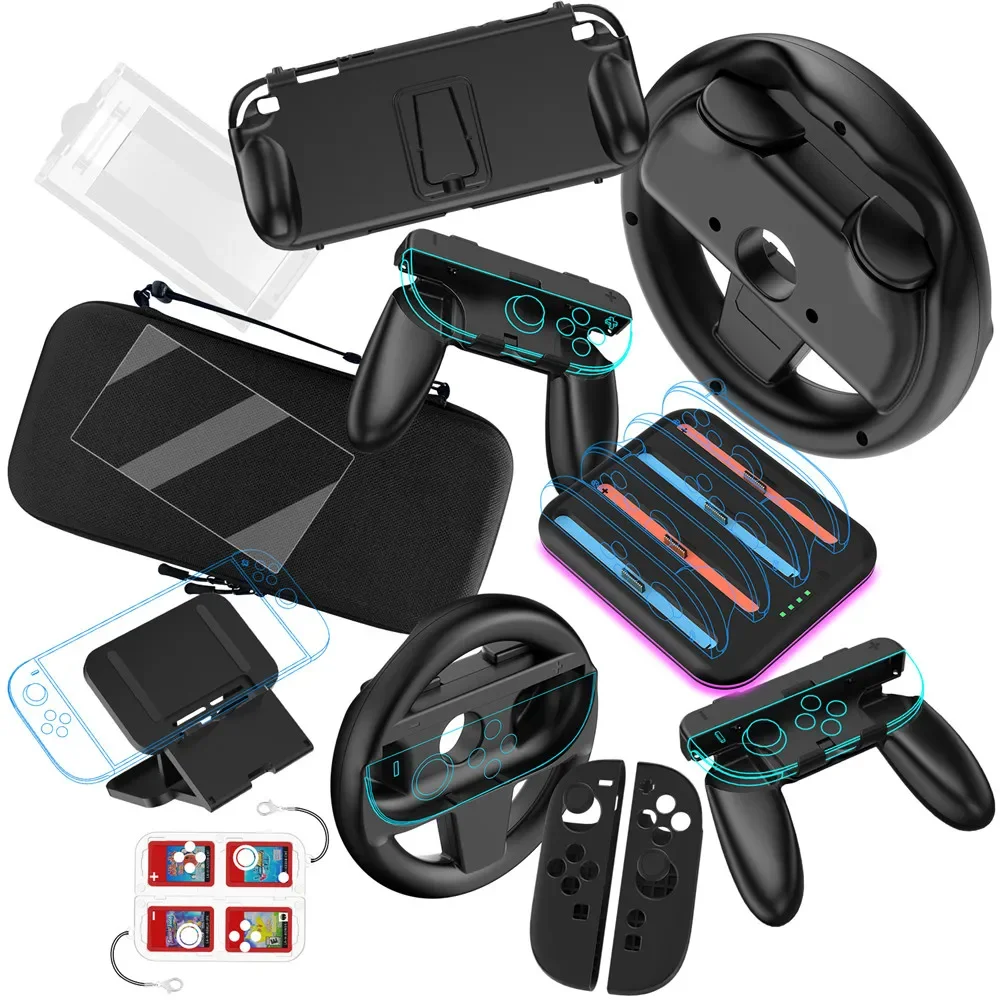 JYS-NS2293 for Switch 2 Host Grip Protective Case &Storage Bag& Charging Base &Wireless Game Steering Wheel