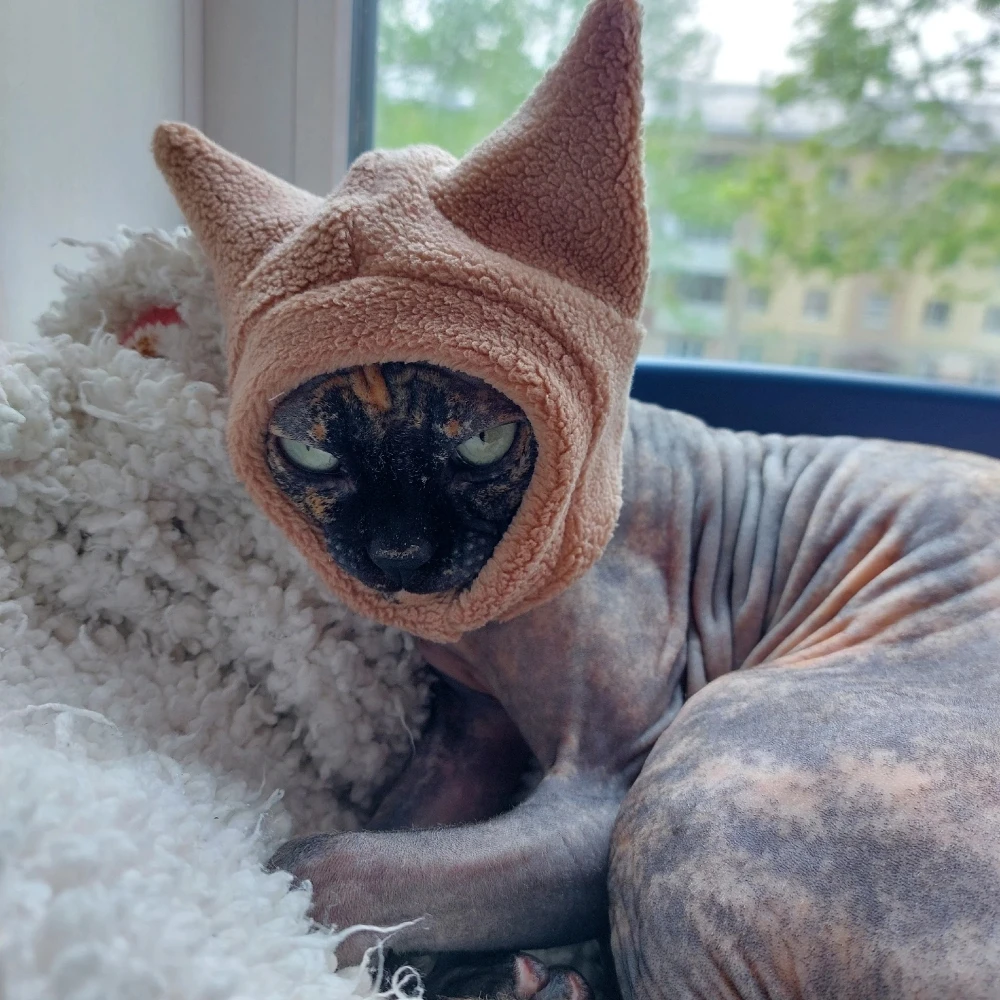 Fleece Hat Sphynx Cat Devon Rex Winter Head Protect Kittens Cat Supplies pet hat