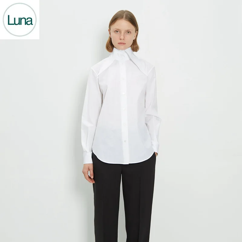 

New White Shirt Simple Leisure Single-breasted Long Sleeve Shirt with Pointed Collar in Spring and Summer of 2023