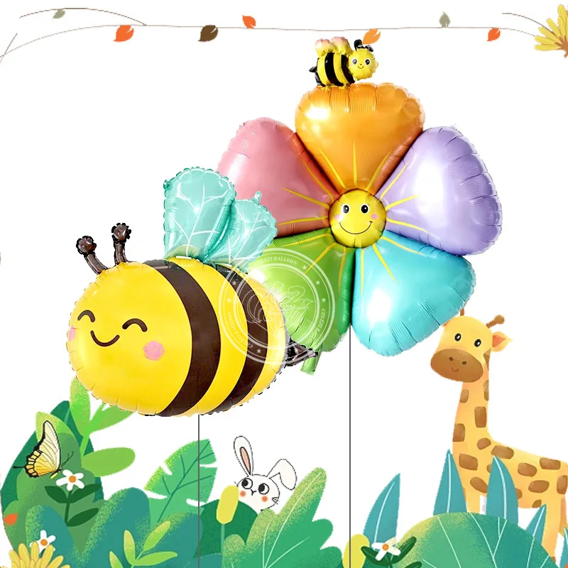  Globos de animales de dibujos animados para Decoración de cumpleaños, globos grandes coloridos de flores, abejas, hormigas, Mantis, insectos, helio, para Baby Shower,   piezas