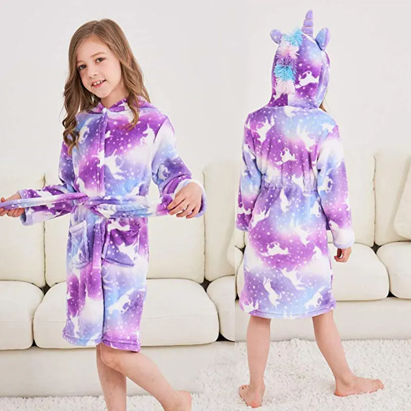 Girls Animal Flannel Bathrobes For Winter