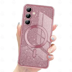 Glitter Bling Magnetic Wireless Case Cover - Ultra Bright Design - Galaxy S25 FE (Bling Pink)