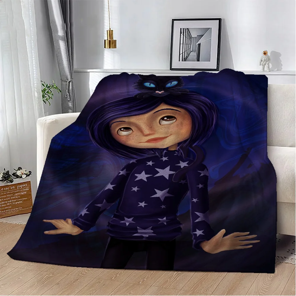 Coraline Sofa Blankets and Throws Cute Throw Blanket Luxury Fluffy Plaid Microfiber Bedding Interior for Home Beach Towel Knee & 2