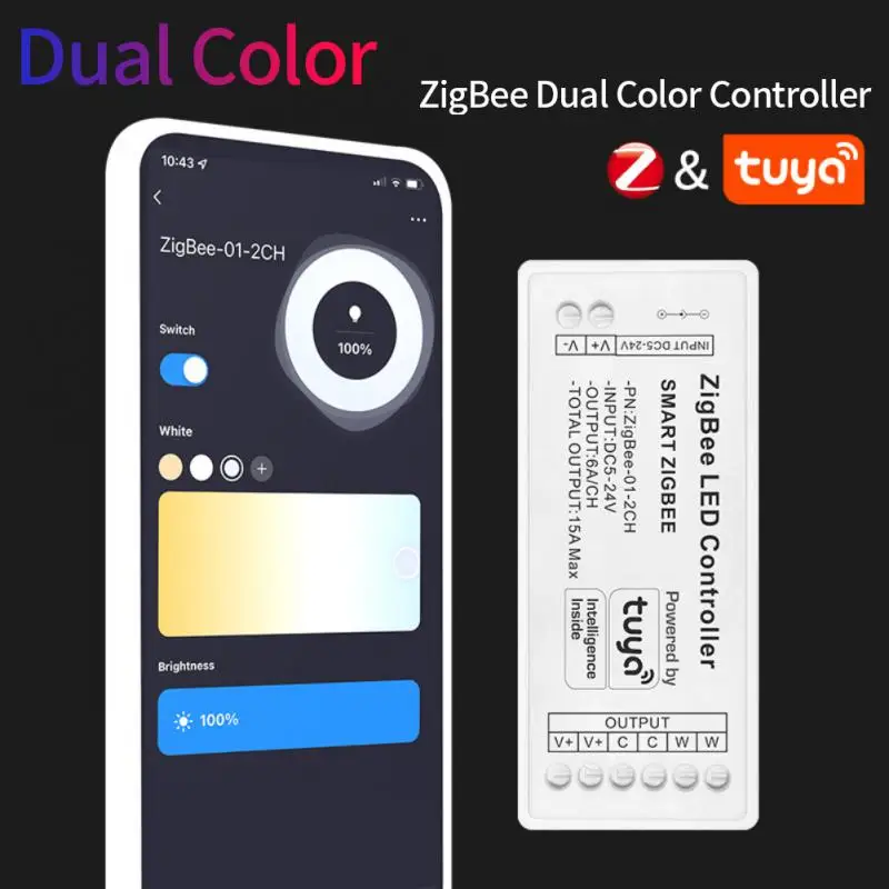 TUYA Zigbee 15A Smart Led Controller DC 5-24V Phone APP Voice Control Fo Single Color CCT RGBW RGBWW LED Lamp Tape Dimmer 