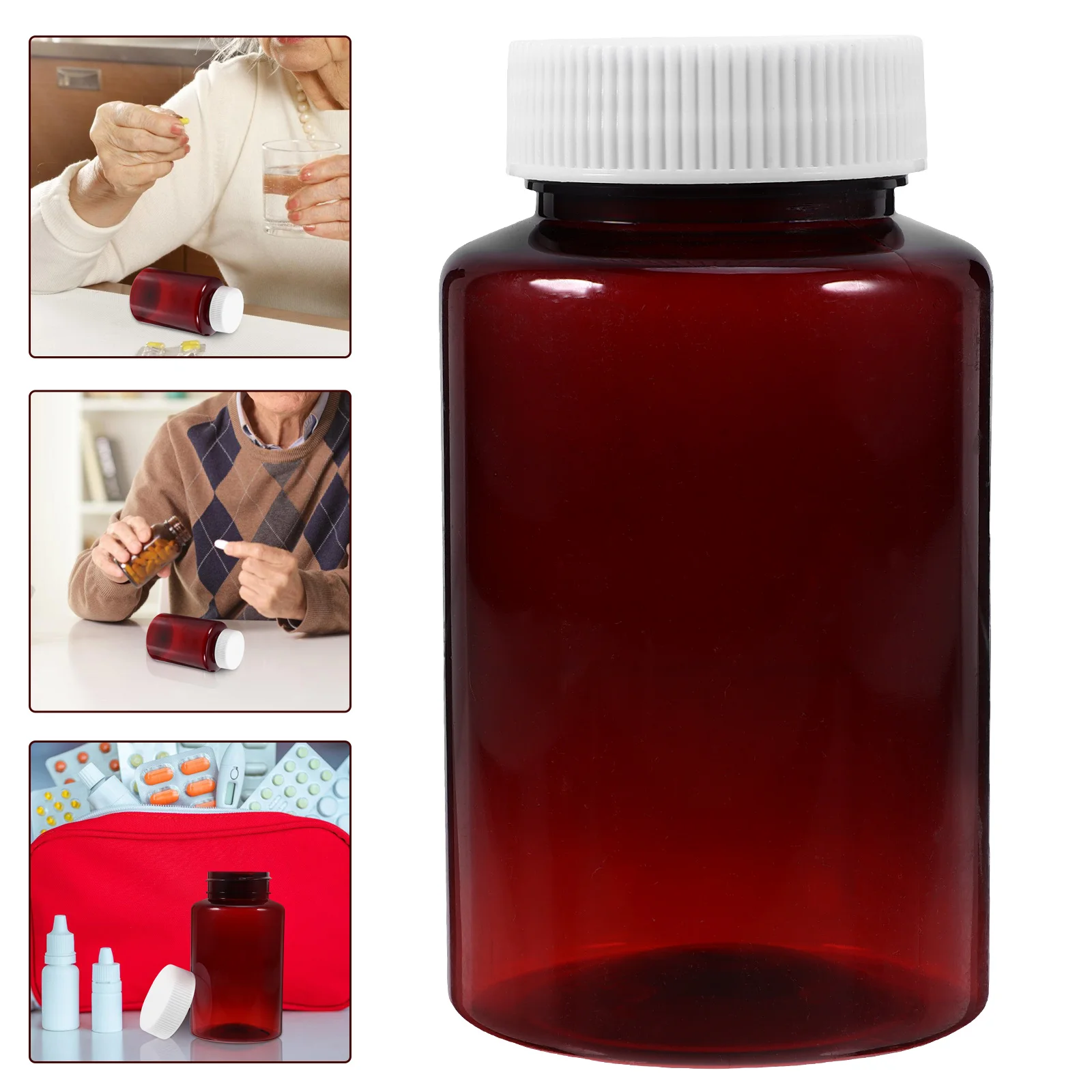 

12 Pcs Brown Plastic Bottle Pill Bottles Bottled Empty Medicine Container Pills The Pet with Caps