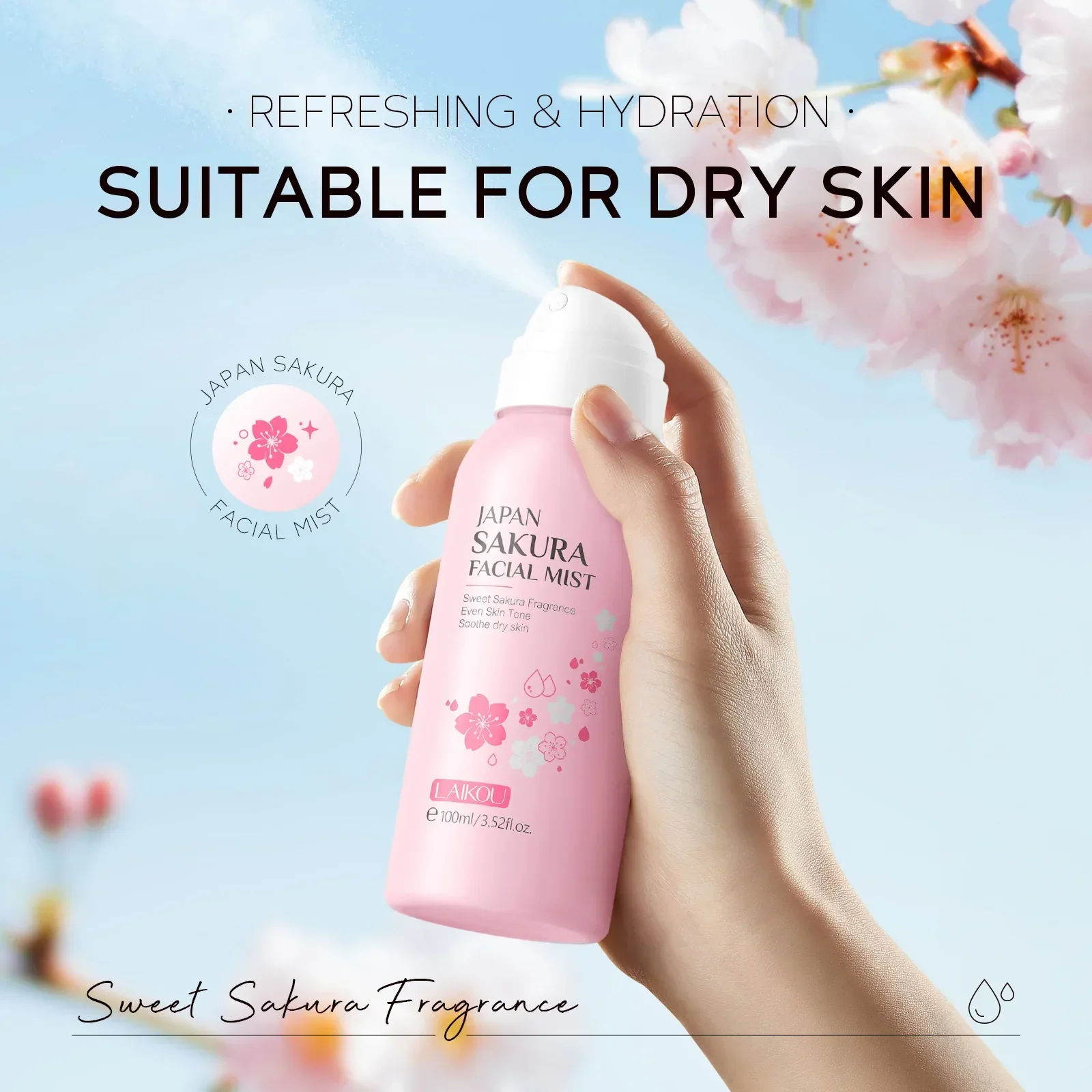 LAIKOU Sakura Toner Hydrating Moisturize Gentle Repair Brightening