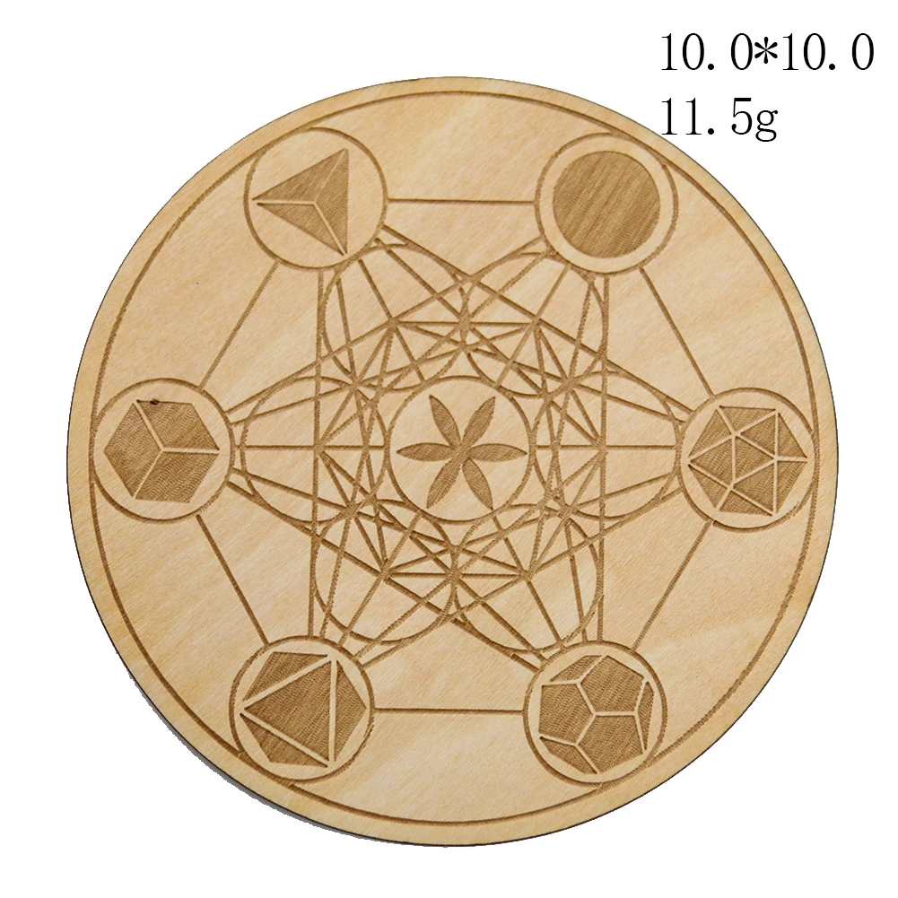 Wood Crystal Grd Altar Chakra Crystal Healng Sacred Geometry Metatron...