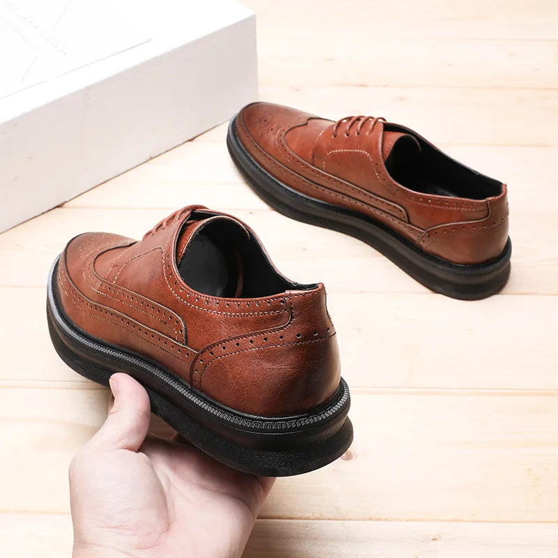 Oxford Shoes For Men Fashion Brogue Shoes Men's Leather Formal Dress Comfortable Office Mens Wedding Party Male Shoe