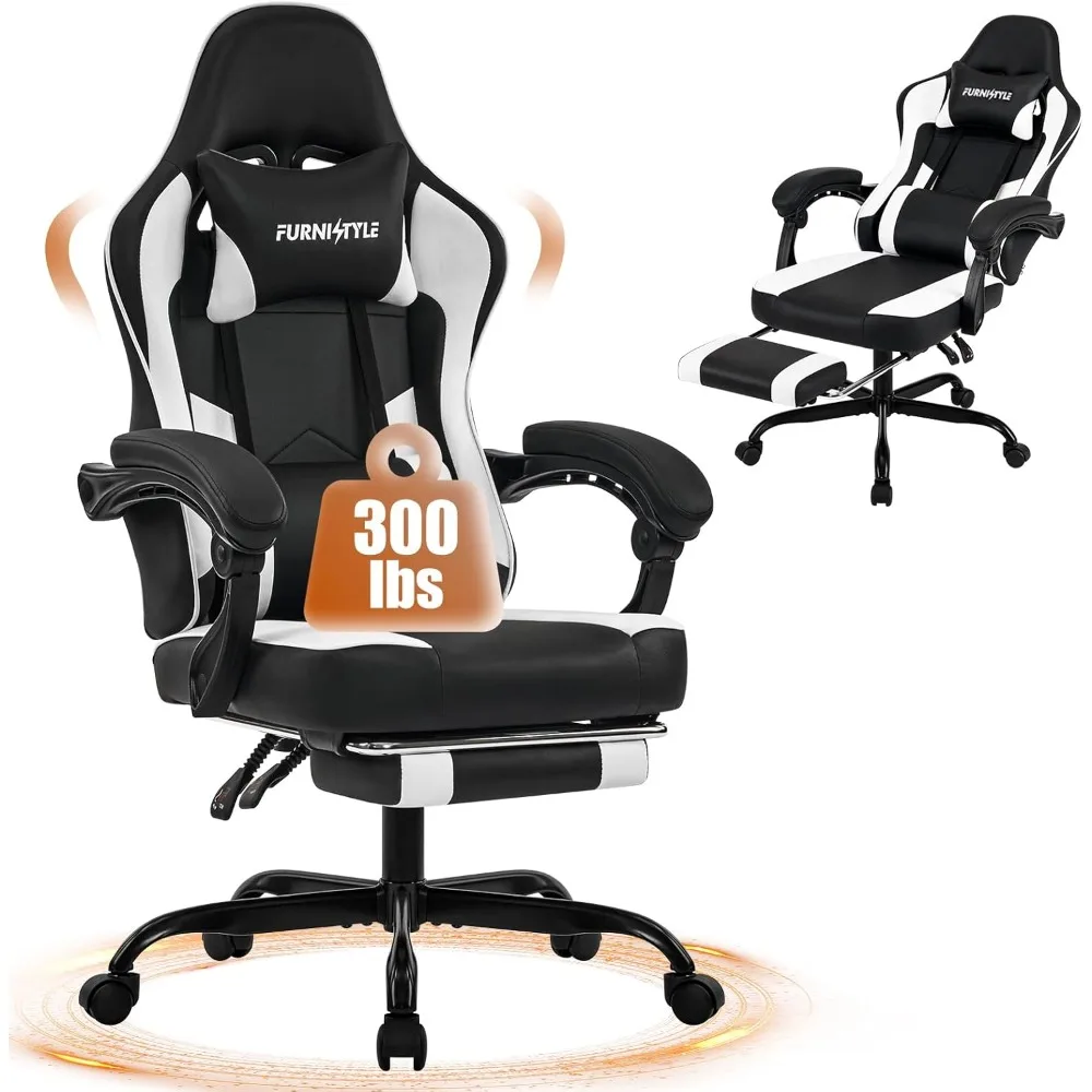 Gaming Chair with Footrest, Reclining Video Game Chairs for Adults with Lumbar Support, Linkage Armrests, Ergonomic Computer 1