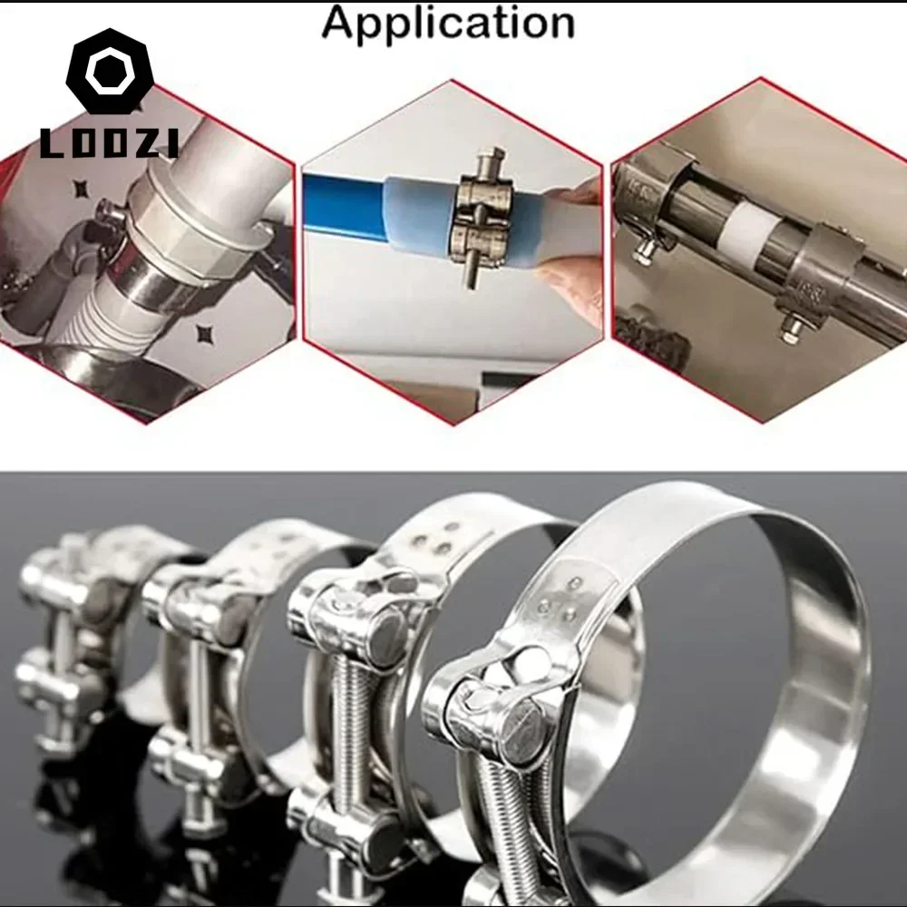 Hose Clamps 304 Stainless Steel Powerful Hose Pipe Tube Clamps Exhaust Air Water Pipes Durable Sealing Powerful Strength Repair Welding Tool